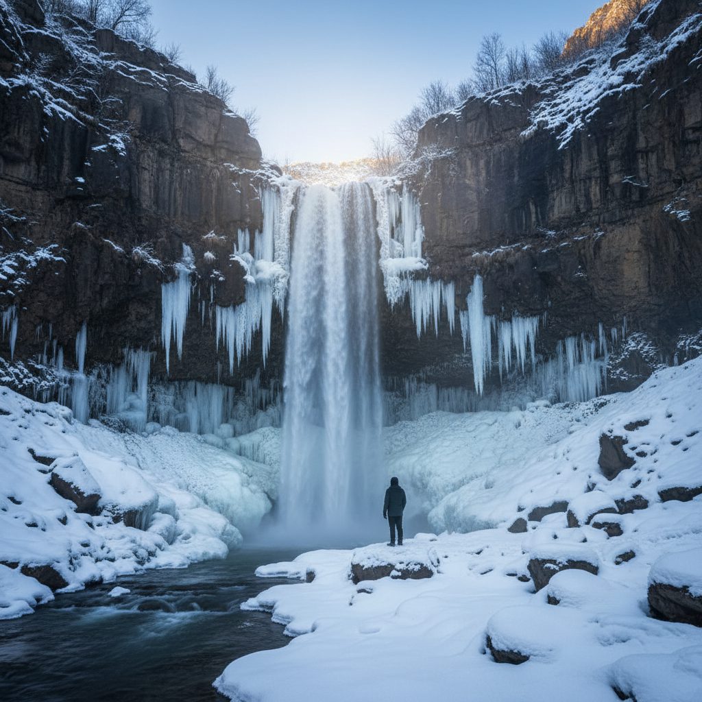 آبشار بیشه در زمستان | راهنمای سفر به نگین برفی لرستان 2 آبشار بیشه در زمستان