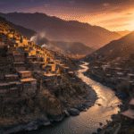 روستای پالنگان کردستان | آشنایی با ماسوله کردستان 13 معماری پلکانی روستای پالنگان در غروب آفتاب