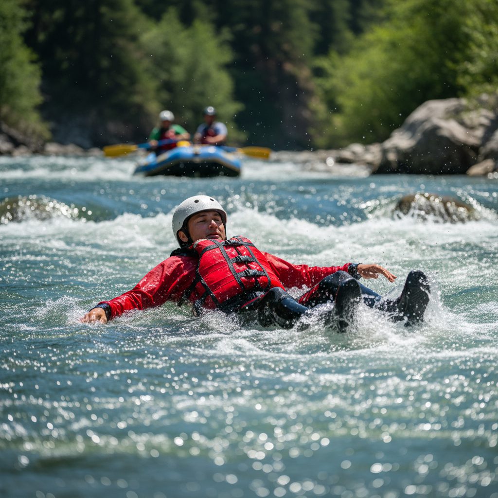 staying_calm_in_rafting اگر از قایق رفتینگ افتادیم چه کنیم؟ راهنمای کامل شنای دفاعی